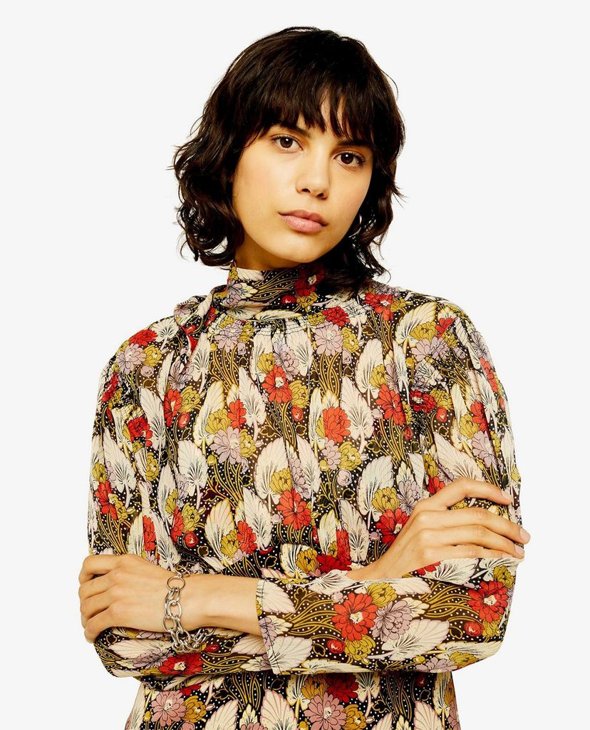 TOPSHOP - Đầm mini cổ lọ tay dài IDOL Empire Line
