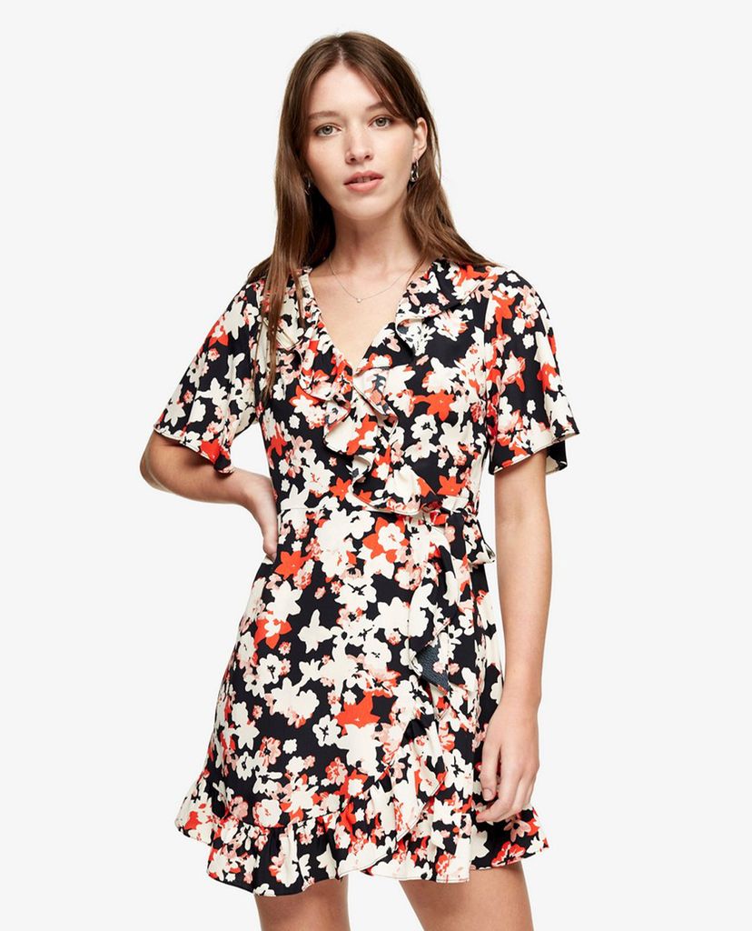 TOPSHOP - Đầm mini cổ V tay ngắn phối họa tiết hoa trẻ trung