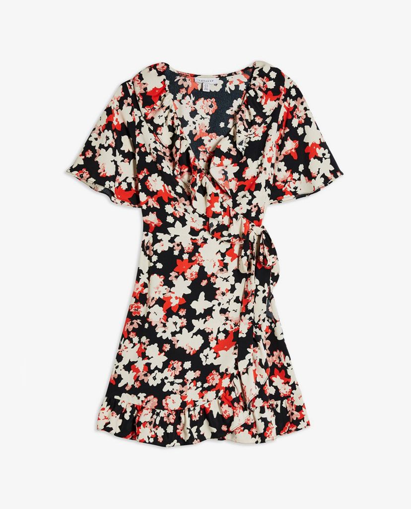 TOPSHOP - Đầm mini cổ V tay ngắn phối họa tiết hoa trẻ trung