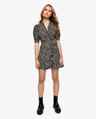 TOPSHOP - Đầm mini cổ V tay ngắn Ditsy Floral Print Wrap