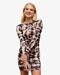 TOPSHOP - Đầm mini tay dài phom ôm Tie Dye Mesh Bodycon