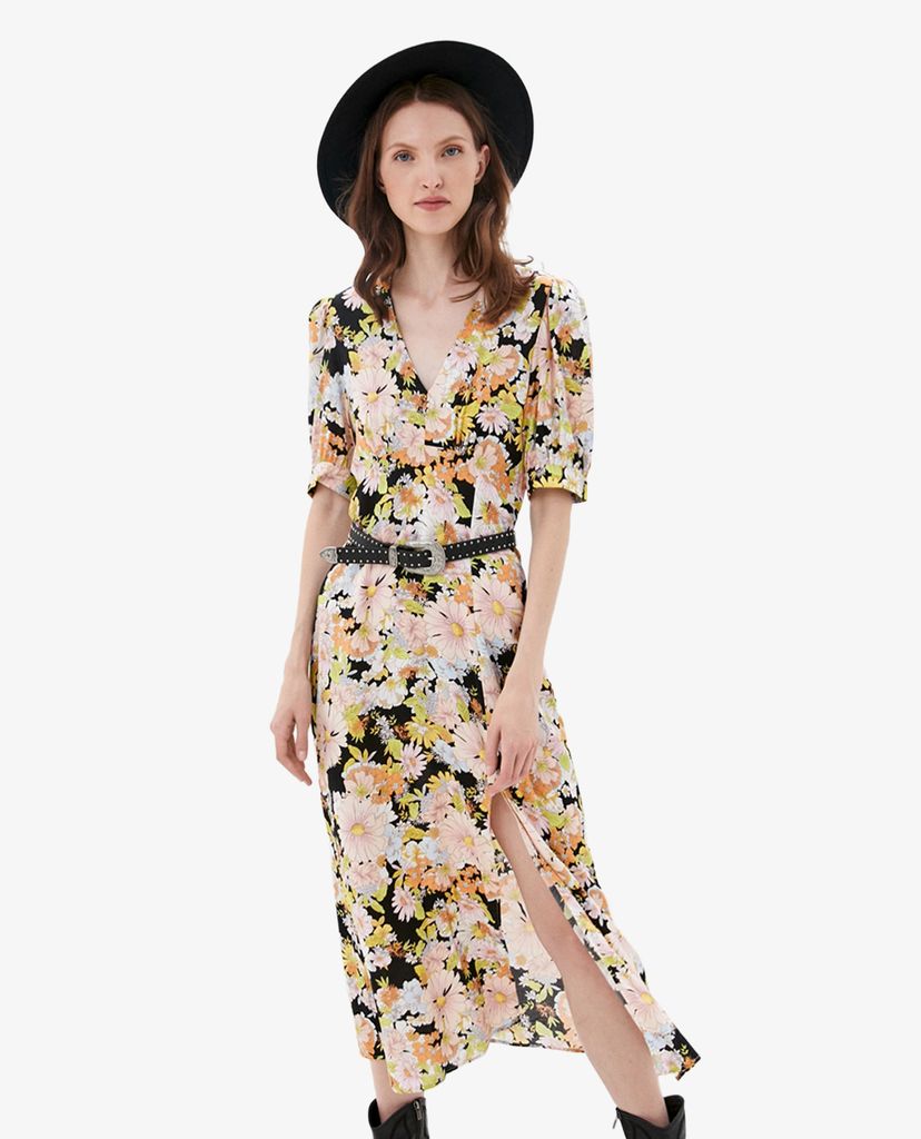 TOPSHOP - Đầm midi tay ngắn cổ V 70s Floral Print