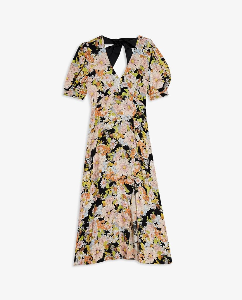 TOPSHOP - Đầm midi tay ngắn cổ V 70s Floral Print