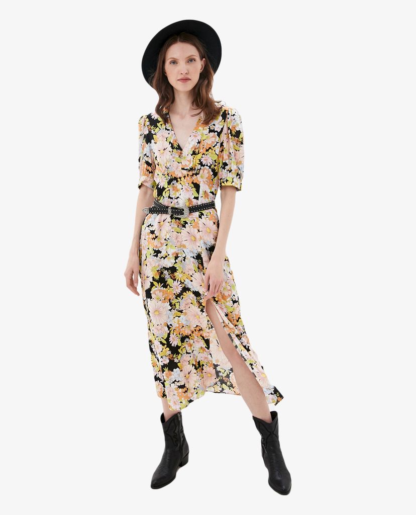 TOPSHOP - Đầm midi tay ngắn cổ V 70s Floral Print