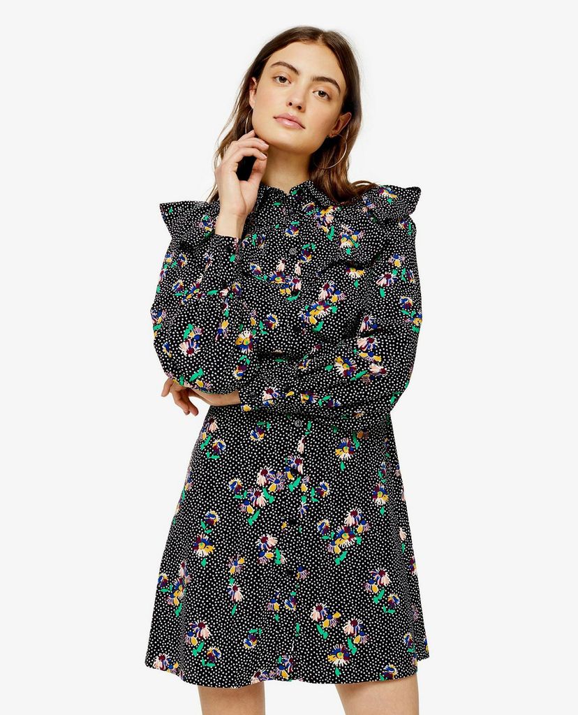 TOPSHOP - Đầm mini tay dài Floral Print Yoke