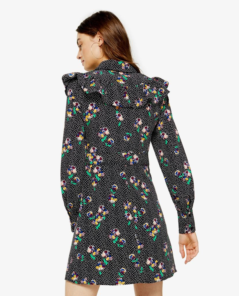 TOPSHOP - Đầm mini tay dài Floral Print Yoke