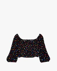 TOPSHOP - Áo croptop nữ cổ vuông tay phồng Polka Dot