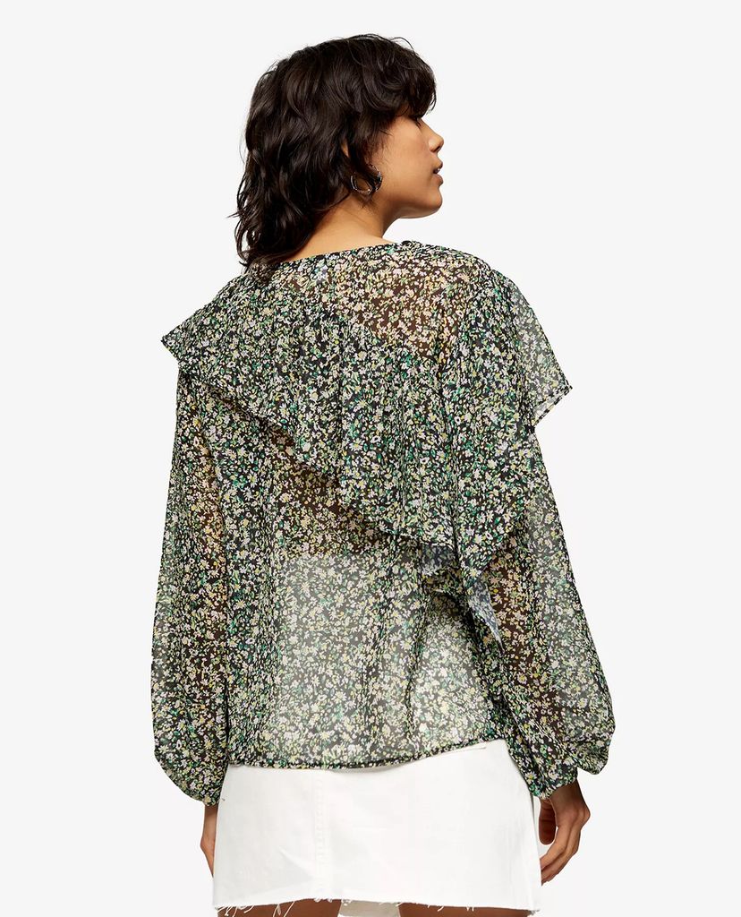 TOPSHOP - Áo kiểu nữ cổ V tay dài Grunge Ruffle