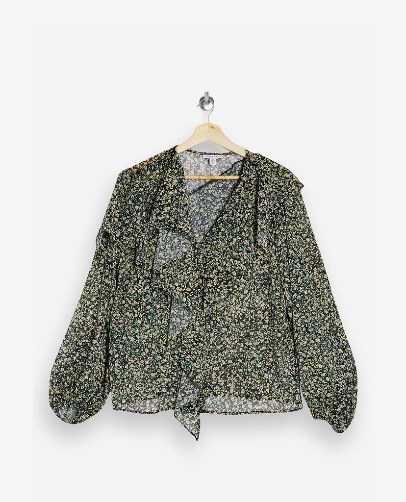 TOPSHOP - Áo kiểu nữ cổ V tay dài Grunge Ruffle