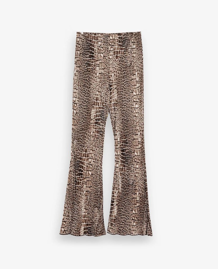 TOPSHOP - Quần kiểu nữ ống loe Crocodile Print Plisse Flare