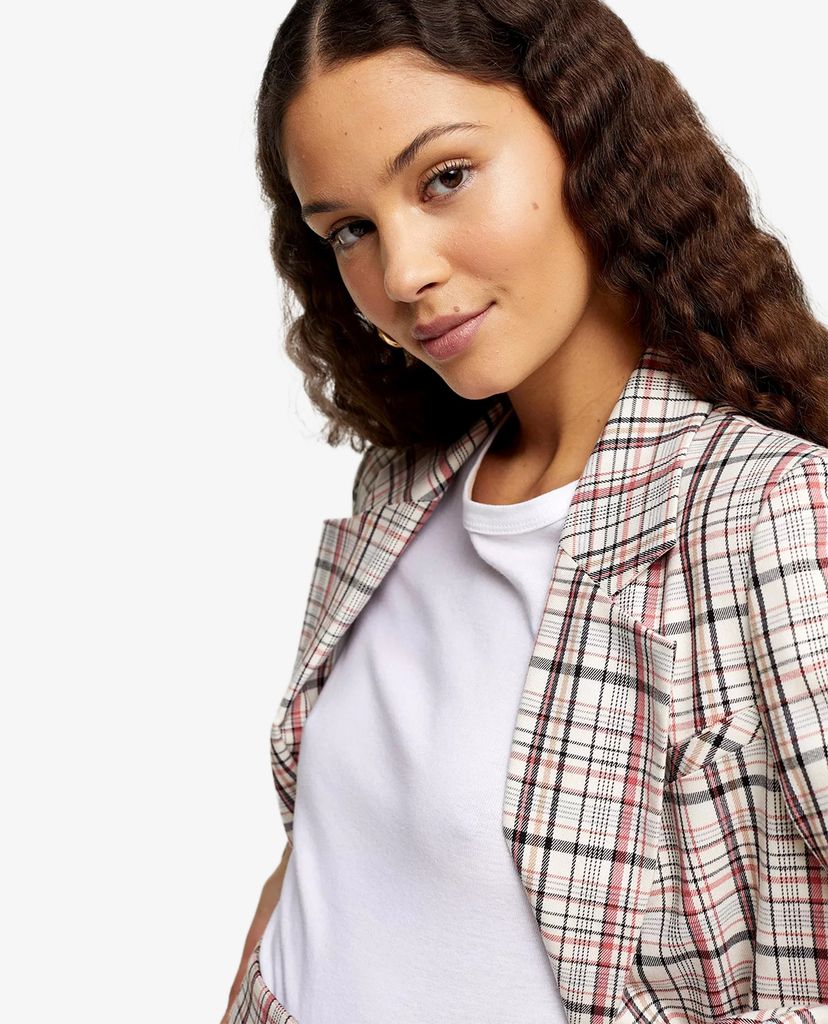 TOPSHOP - Áo blazer nữ cổ bẻ Check Suit