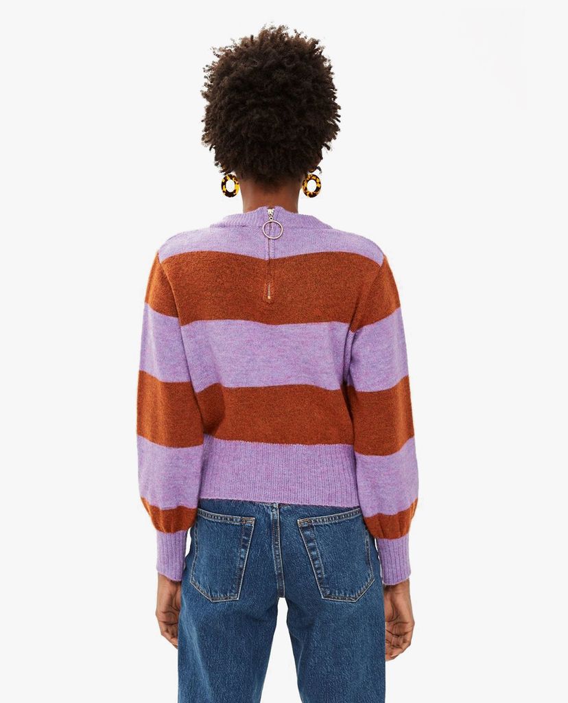 TOPSHOP - Áo sweatshirt nữ tay dài Bold Stripe Crew Neck