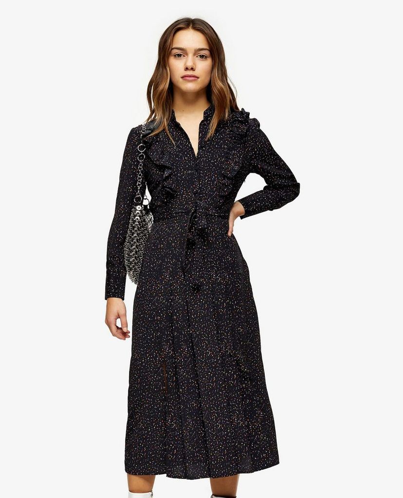 TOPSHOP - Đầm midi tay dài cổ V PETITE Ruffle Shirt