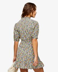 TOPSHOP - Đầm mini cổ V tay ngắn PETITE Floral Print Wrap