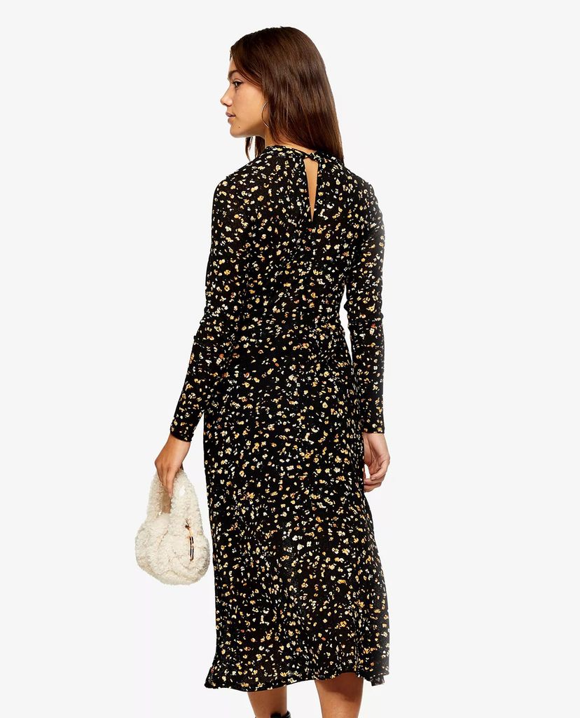 TOPSHOP - Đầm midi tay dài PETITE Print Ruched Front