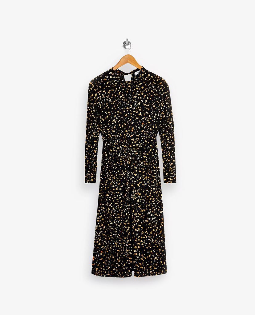 TOPSHOP - Đầm midi tay dài PETITE Print Ruched Front