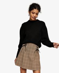 TOPSHOP - Chân váy mini lưng cao Lace Up Check Tennis