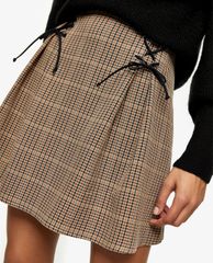 TOPSHOP - Chân váy mini lưng cao Lace Up Check Tennis