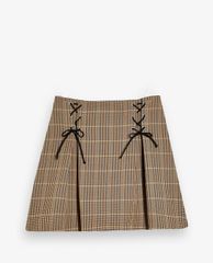 TOPSHOP - Chân váy mini lưng cao Lace Up Check Tennis