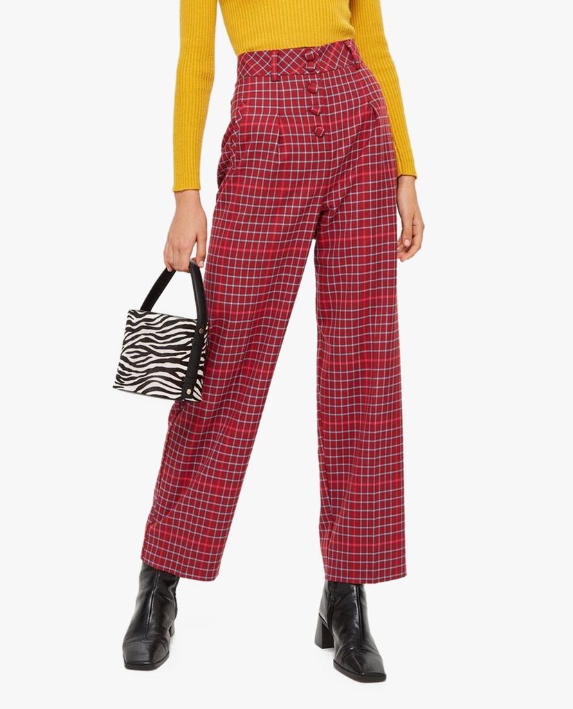 TOPSHOP - Quần kiểu nữ ống rộng Check Slouch