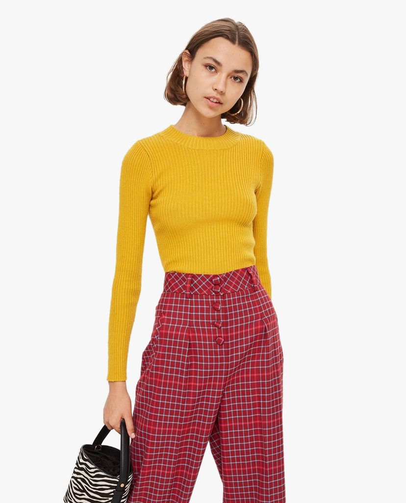 TOPSHOP - Quần kiểu nữ ống rộng Check Slouch