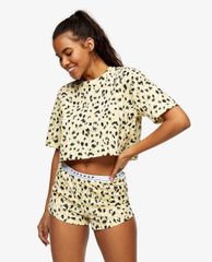 TOPSHOP - Set áo thun và quần shorts Leopard Print Boxy