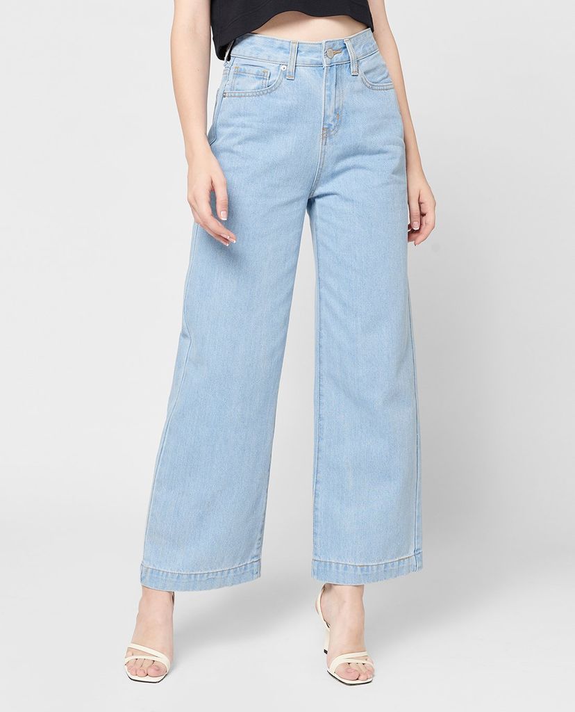 GIGI - Quần jeans nữ denim lưng cao ống rộng thời trang