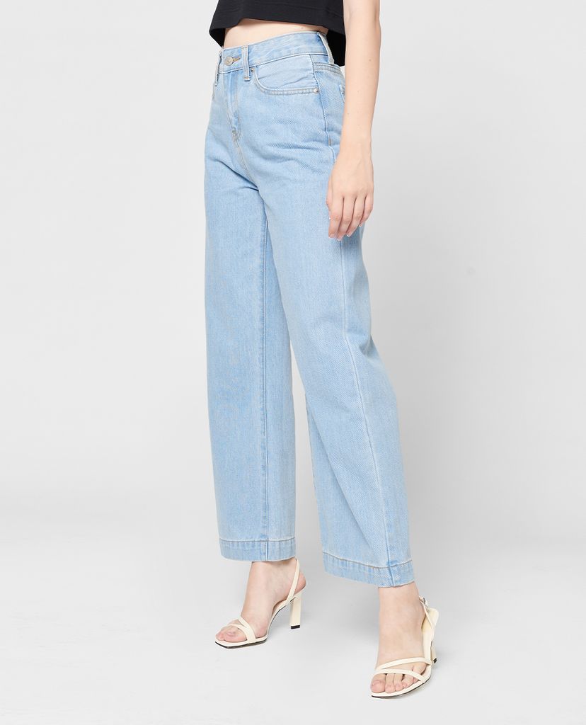 GIGI - Quần jeans nữ denim lưng cao ống rộng thời trang
