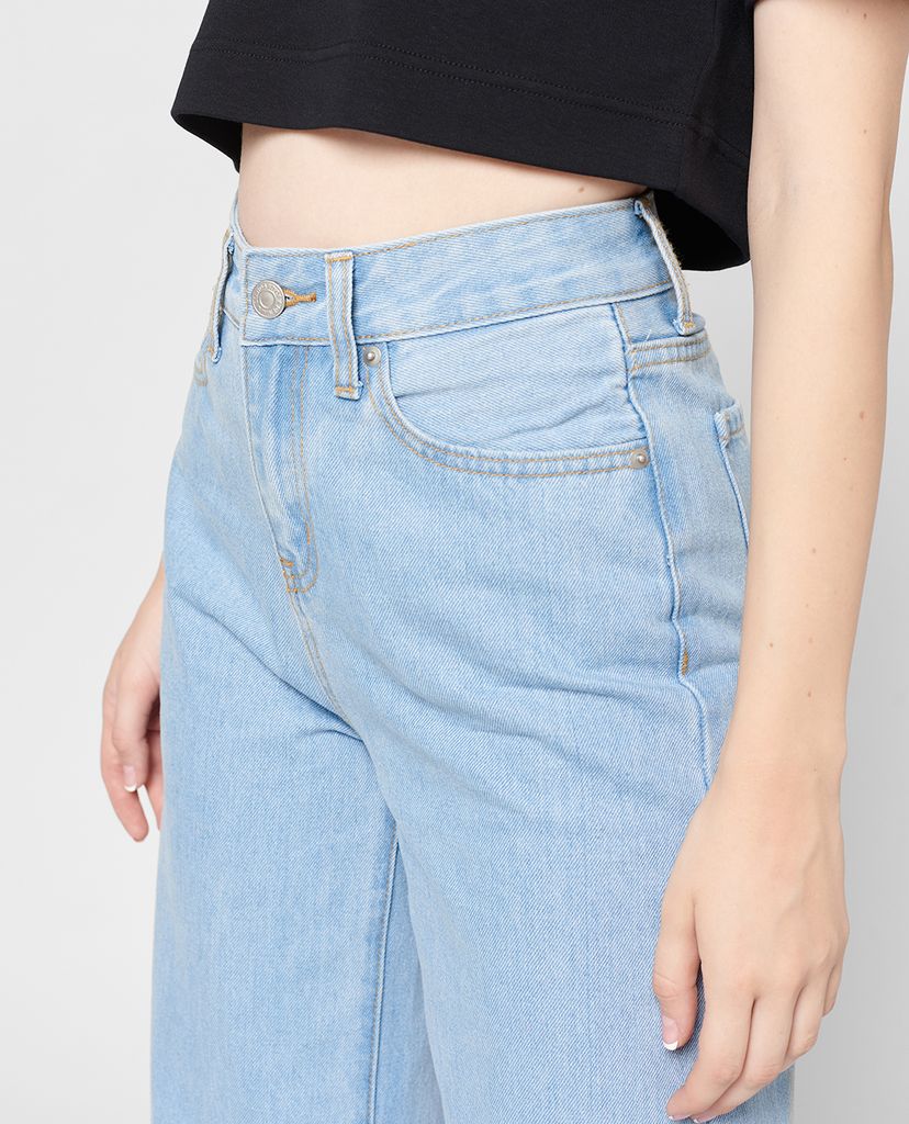 GIGI - Quần jeans nữ denim lưng cao ống rộng thời trang