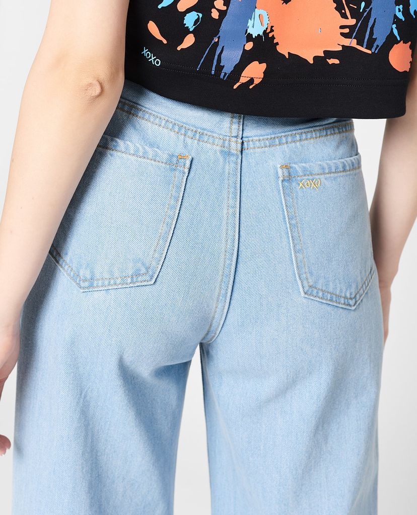 GIGI - Quần jeans nữ denim lưng cao ống rộng thời trang