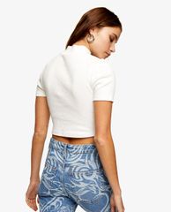 TOPSHOP - Áo croptop nữ tay ngắn phối zip Funnel