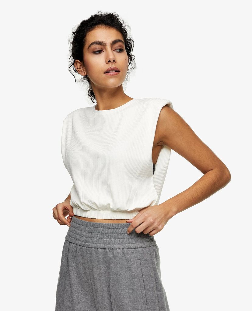 TOPSHOP - Áo kiểu nữ cổ độn vai cổ tròn Ivory Shoulder Pad Tank