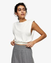 TOPSHOP - Áo kiểu nữ cổ độn vai cổ tròn Ivory Shoulder Pad Tank