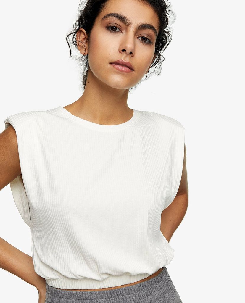TOPSHOP - Áo kiểu nữ cổ độn vai cổ tròn Ivory Shoulder Pad Tank