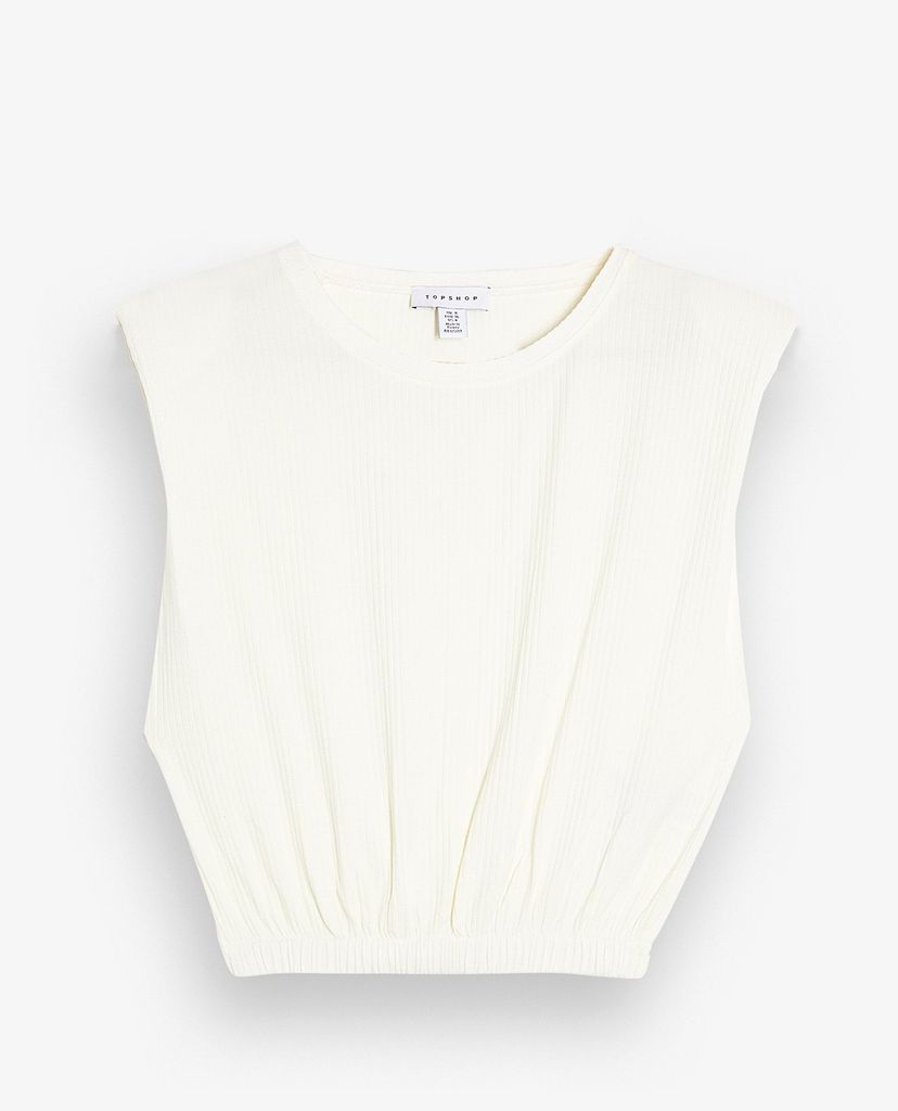TOPSHOP - Áo kiểu nữ cổ độn vai cổ tròn Ivory Shoulder Pad Tank