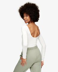TOPSHOP - Bodysuits nữ tay dài Ivory Scoop