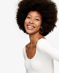 TOPSHOP - Bodysuits nữ tay dài Ivory Scoop