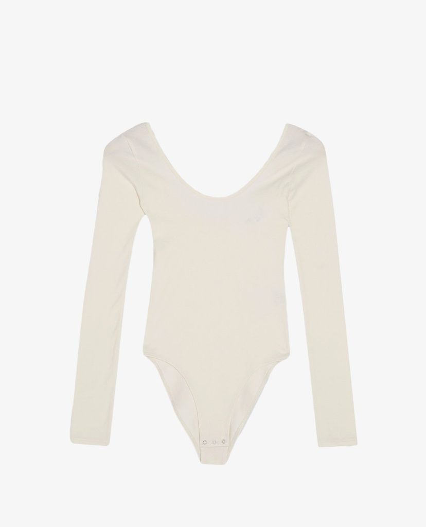 TOPSHOP - Bodysuits nữ tay dài Ivory Scoop