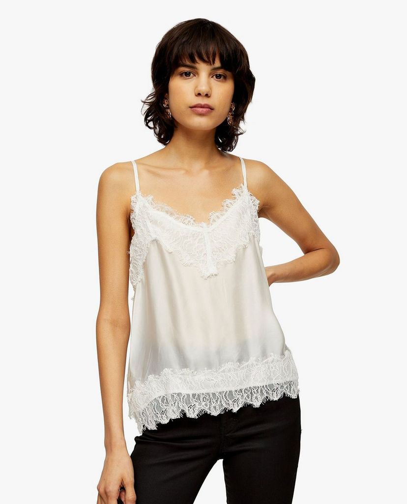 TOPSHOP - Áo hai dây phối ren Ivory Lace Hem