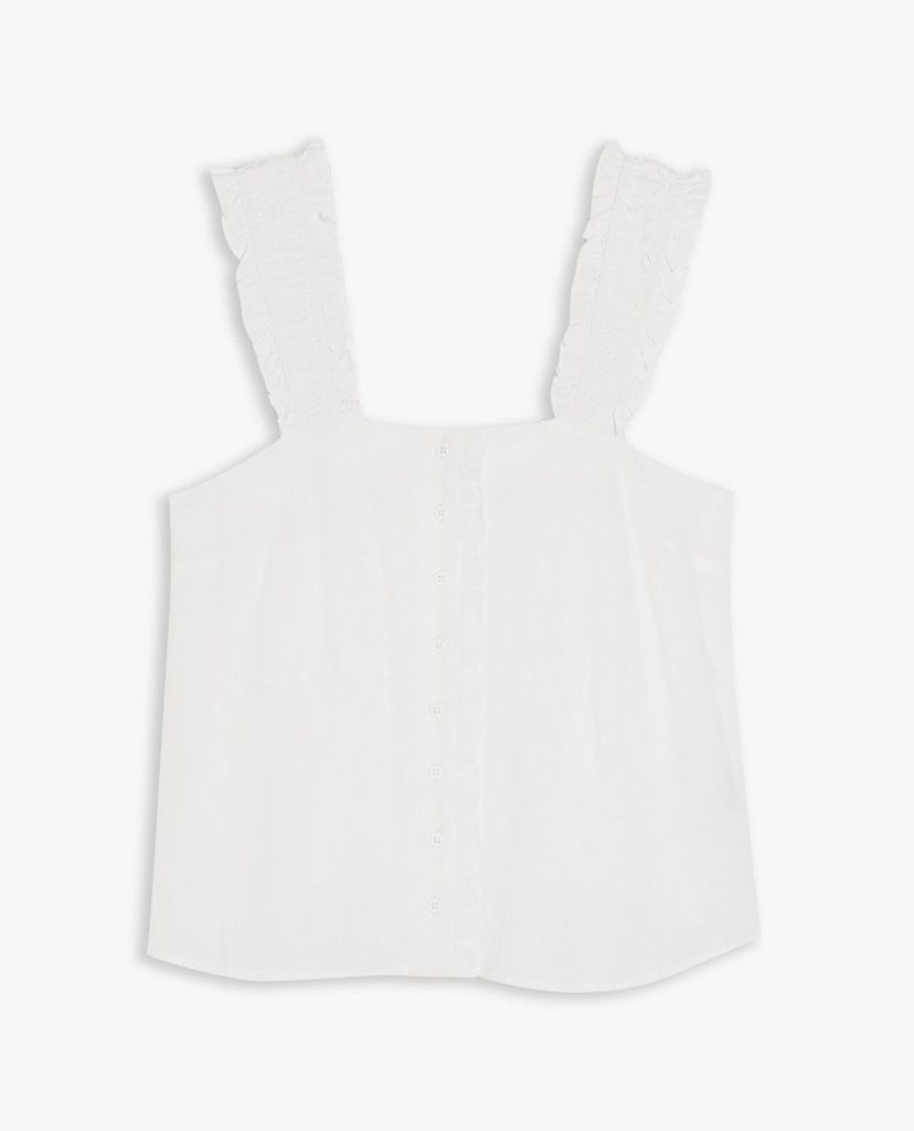 TOPSHOP - Áo kiểu nữ hai dây phối bèo Ivory Button Frill