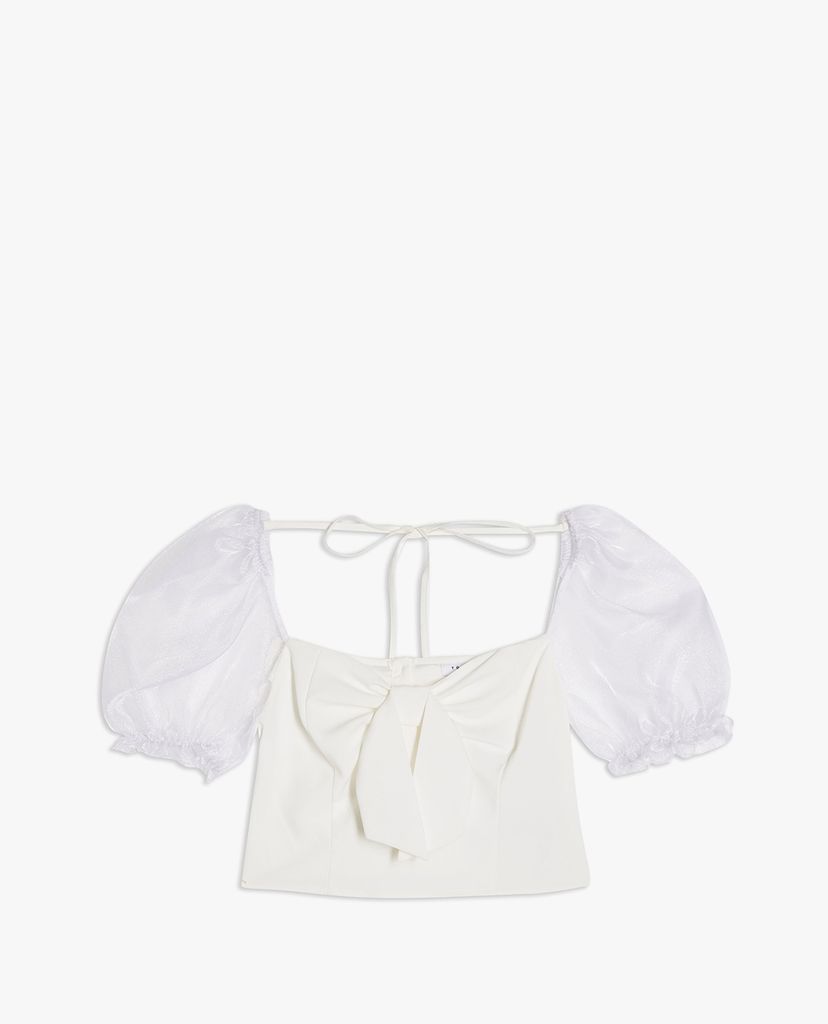 TOPSHOP - Áo croptop cổ vuông White Short Sleeve