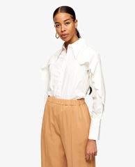 TOPSHOP - Áo sơ mi nữ tay dài Ivory Scallop Sleeve