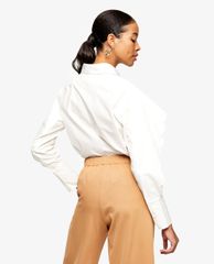 TOPSHOP - Áo sơ mi nữ tay dài Ivory Scallop Sleeve
