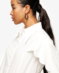 TOPSHOP - Áo sơ mi nữ tay dài Ivory Scallop Sleeve