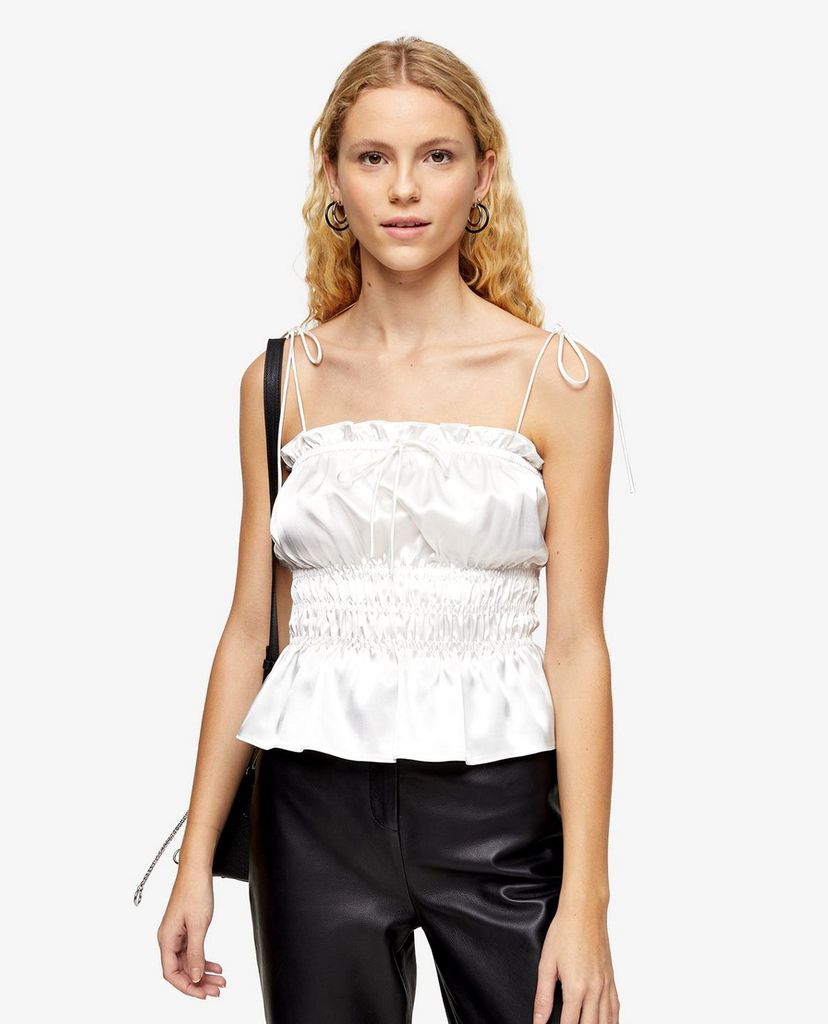TOPSHOP - Áo kiểu nữ hai dây Ivory Ruched