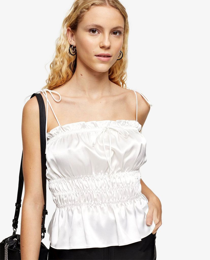 TOPSHOP - Áo kiểu nữ hai dây Ivory Ruched