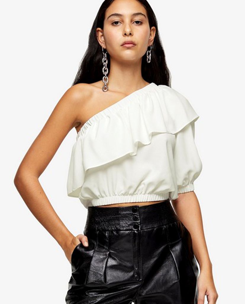 TOPSHOP - Áo kiểu nữ lệch vai phối bèo thời trang