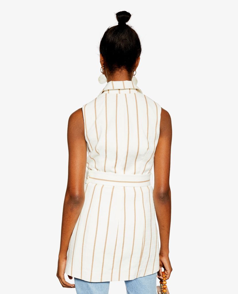 TOPSHOP - Áo blazer nữ sát nách Belt Stripe Sleeveless