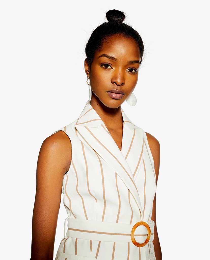 TOPSHOP - Áo blazer nữ sát nách Belt Stripe Sleeveless