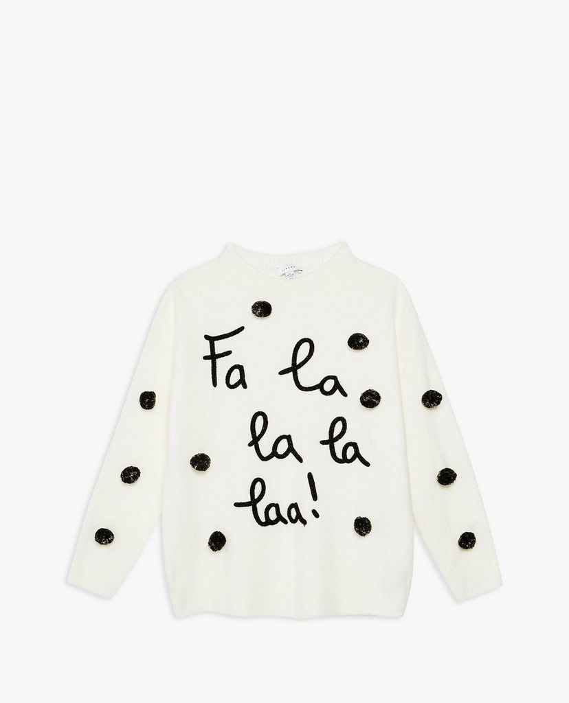 TOPSHOP - Áo len nữ cổ tròn tay dài Christmas Fa La La La